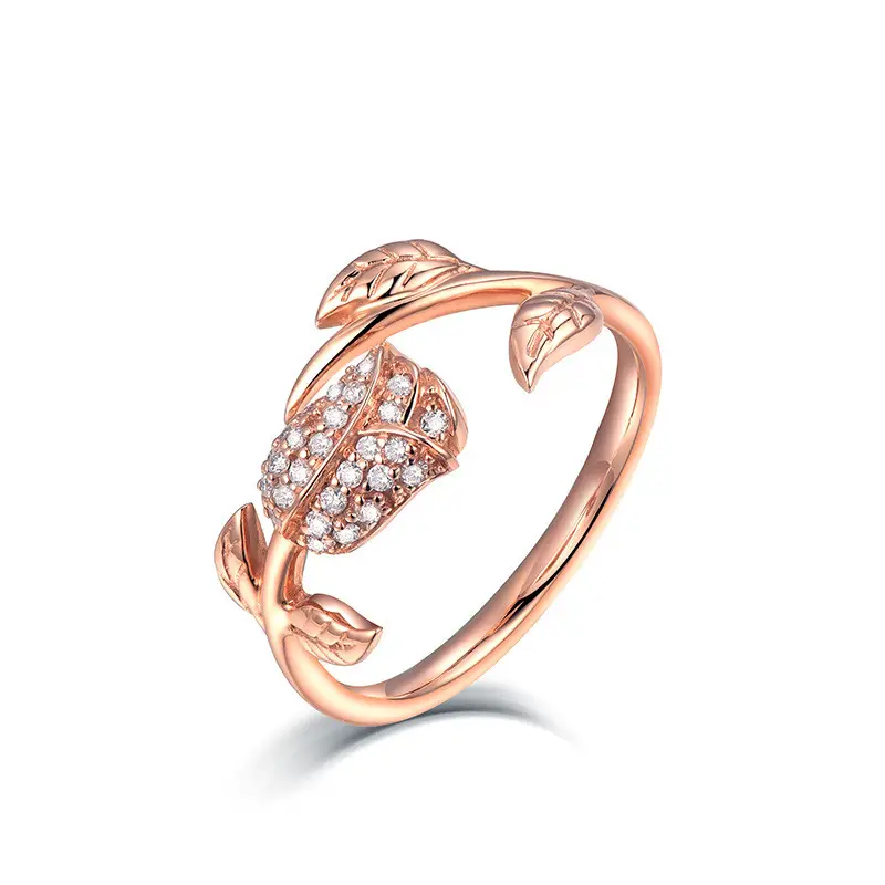 Su misura 24k 18k puro oro rosa 14k Rosa di Diamanti In Oro reale 18k anello in oro