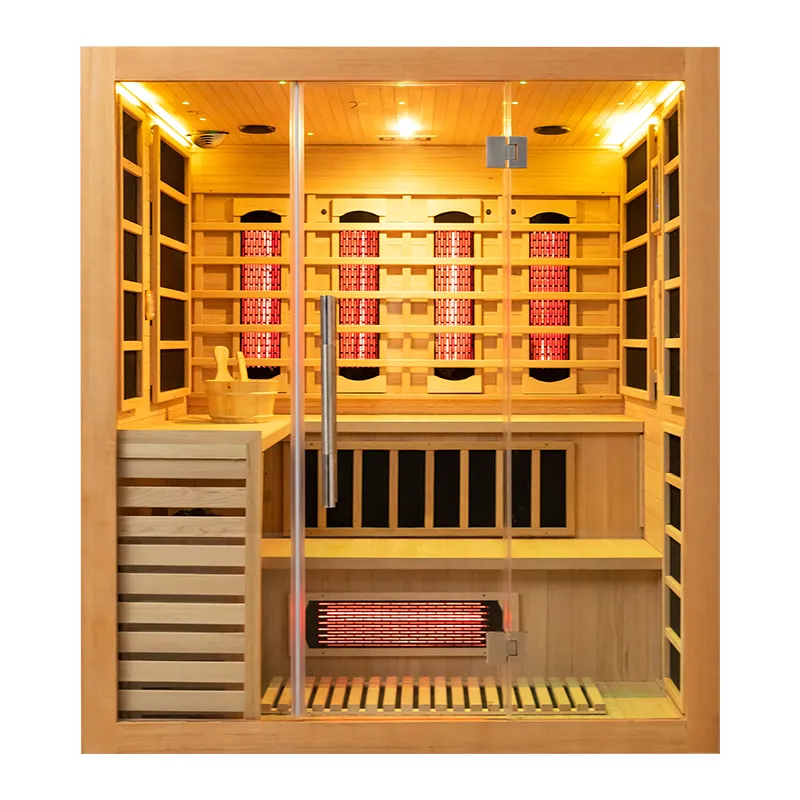 2023 Nuevo diseño Sauna infrarroja y Sauna de vapor Sala de sauna híbrida combinada para 4 personas