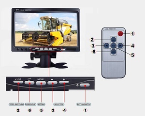 Pantalla ancha a todo color para coche, Monitor LCD TFT de 7 pulgadas, con dos enchufes de entrada de vídeo, V1/V2, 12-36V - Product Image 4