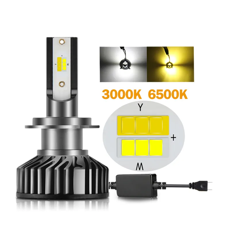 3000K 6500K Canbus Led H1 H11 H13 9005 9006 9007 Lampu Kabut Mobil F2 Lampu Led Warna Ganda H7 H4 Bohlam Led H4