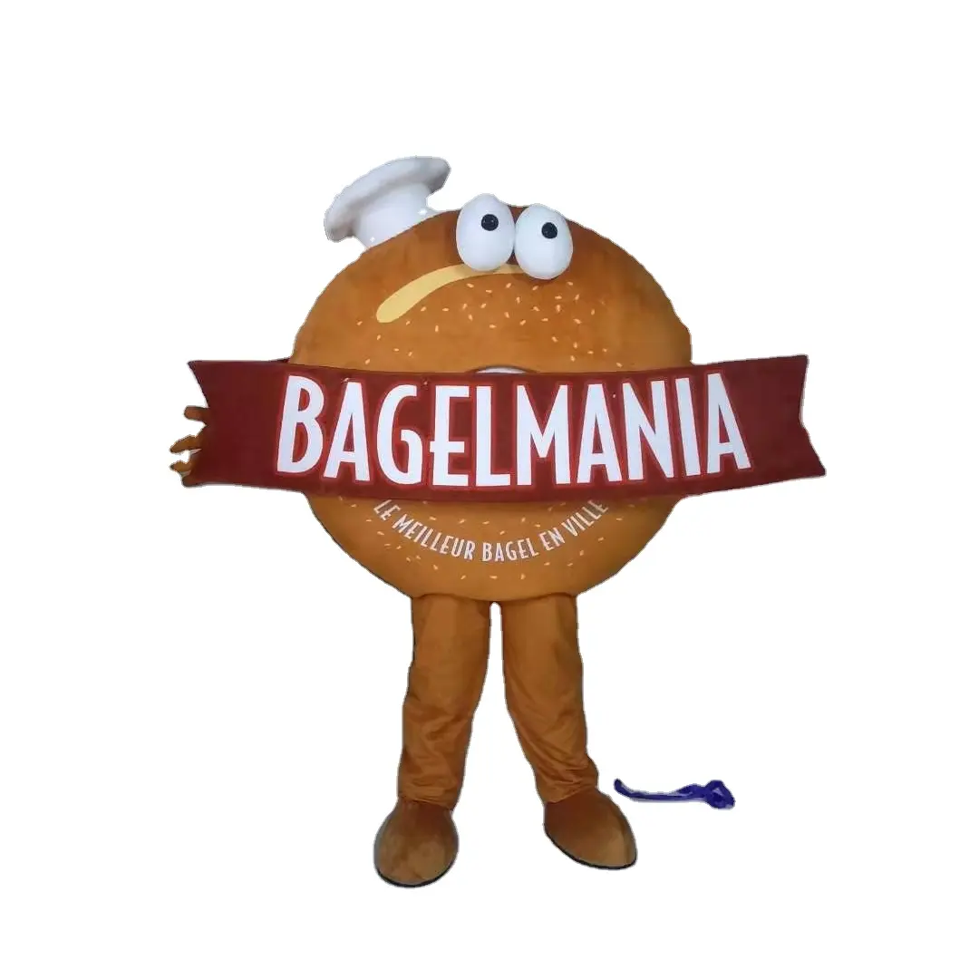 Traje de Mascota de donut de felpa gorda bagel personalizado de fábrica para venta de adultos