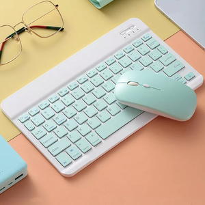 Miniteclado y ratón inalámbricos, periférico español recargable con ratón ruso para PC, tableta y teléfono