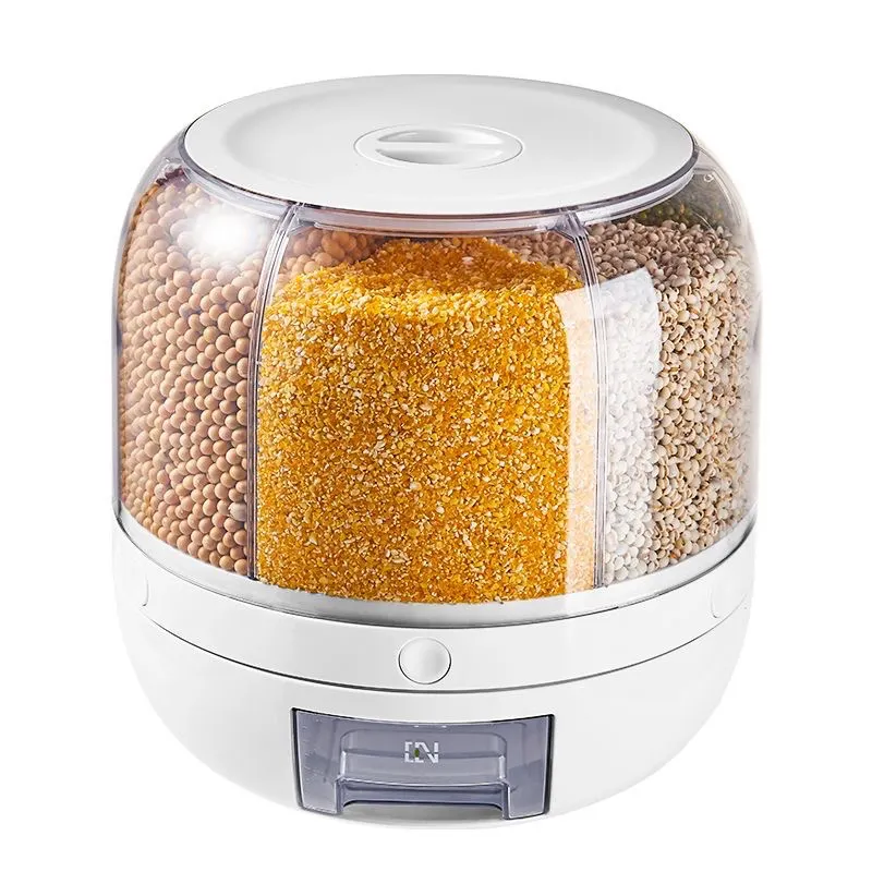 Erogatore di grano da cucina 360 gradi rotante grano e riso contenitore di stoccaggio di cibo secco Dispenser per lenticchie fagioli piccoli