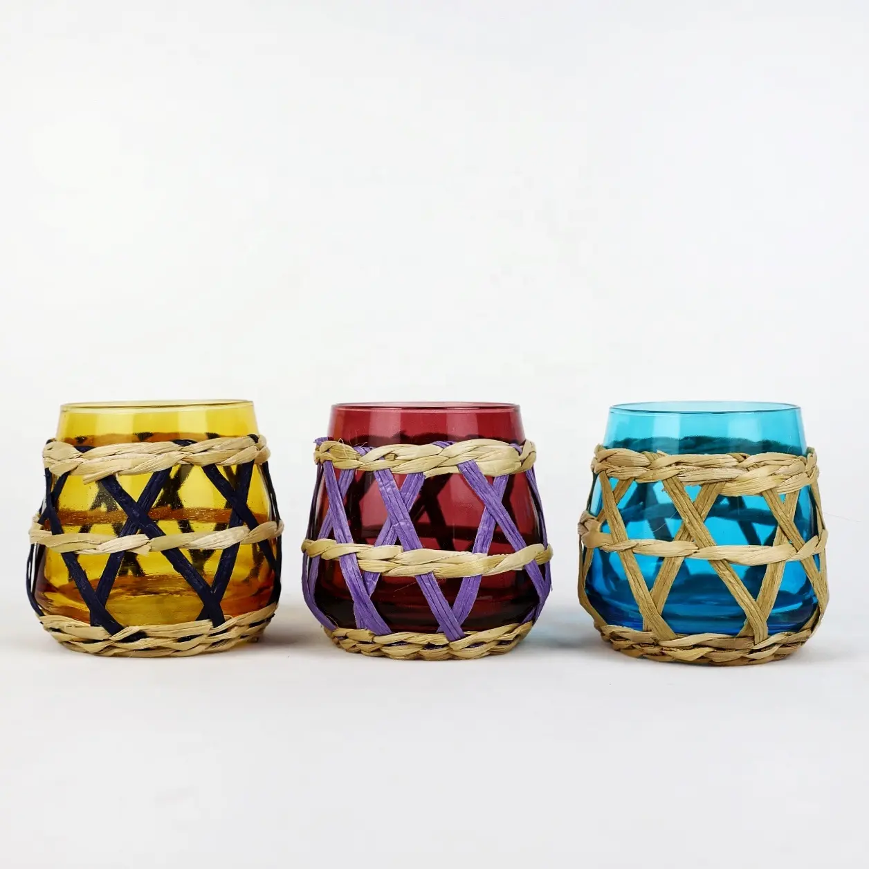 Commercio all'ingrosso personalizzato fatto a mano 300ml di carta colorata di lusso avvolto portacandele in vetro vuoto vasi vasi tazza