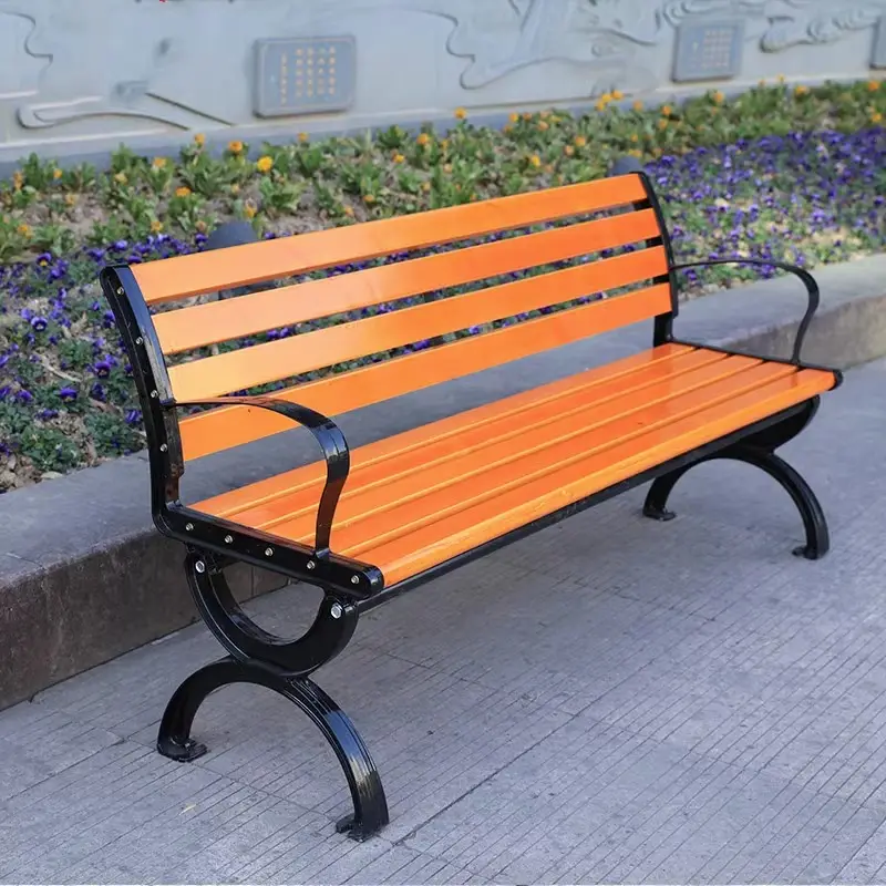 Fabrik benutzer definierte Outdoor-Holzbank Aluminium guss Terrassen möbel Outdoor-Sitzbank mit Rückenlehne