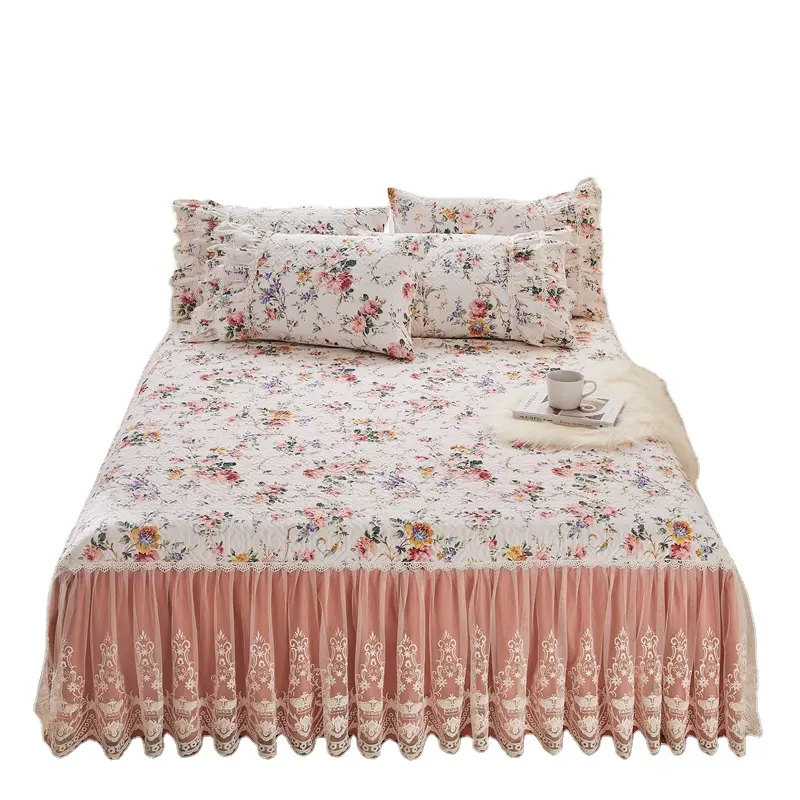 Drap de lit à motifs de fleurs en pur coton de style américain