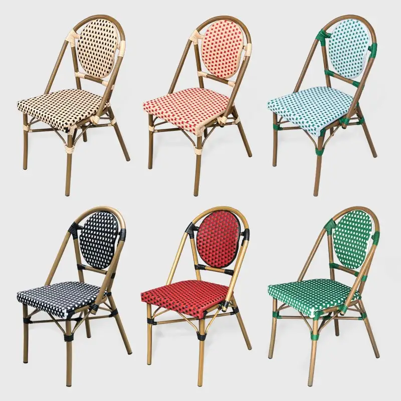 Cadeira empilhável vintage francesa, restaurante, festa, hotel, casamento, pe, rattan, cadeira de jantar