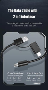 RGB Portable 10Gbps M.2 NVME SSD Case Aluminum 2-in-<strong>1</strong> Cable with USB and Type-C Supports 4TB External Hard Drive <strong>Enclosure</strong>