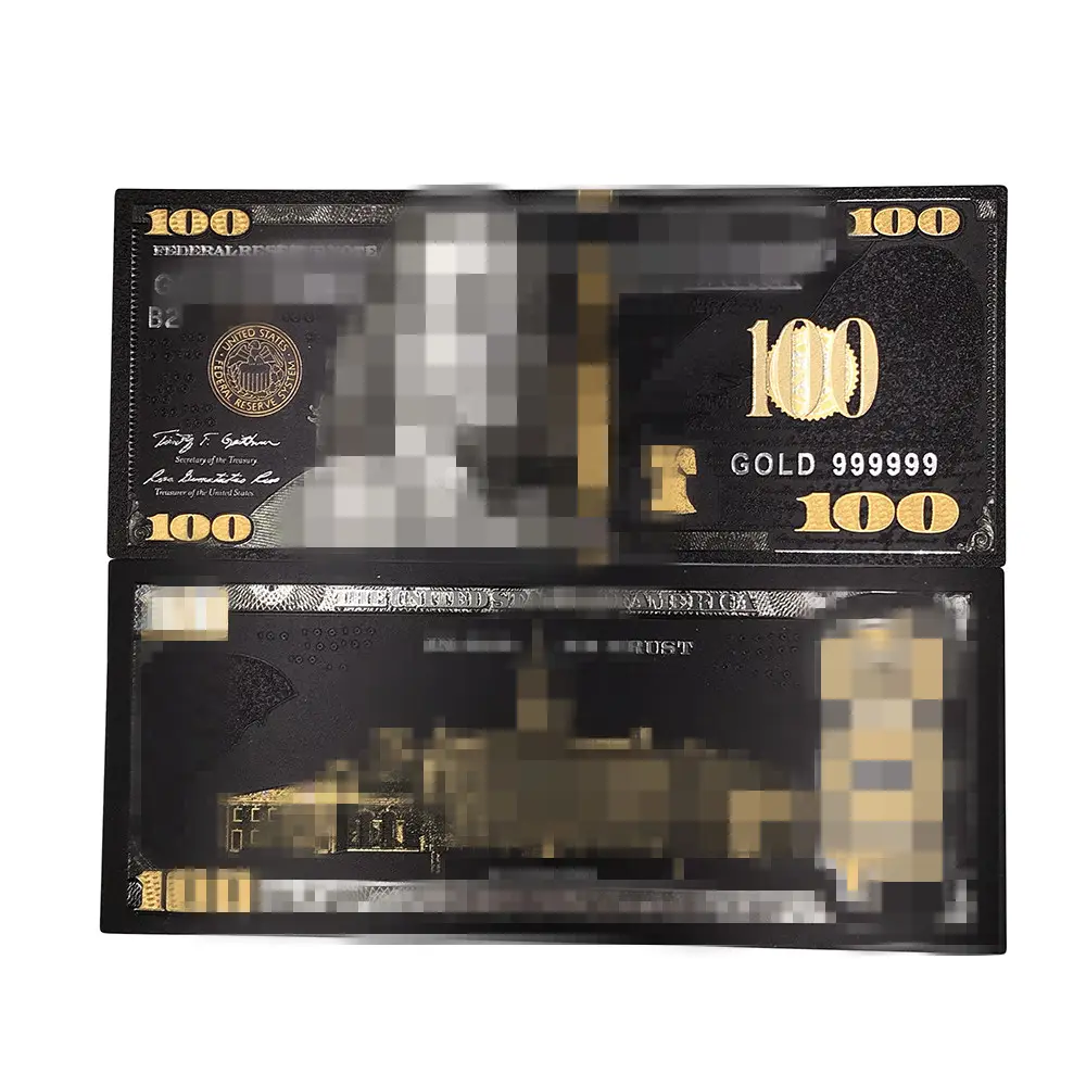 ฟอยล์สีดำเงินดอลลาร์ทอง100 Bill US America รายการใหม่สกุลเงินดอลลาร์คุณภาพดีที่สุด