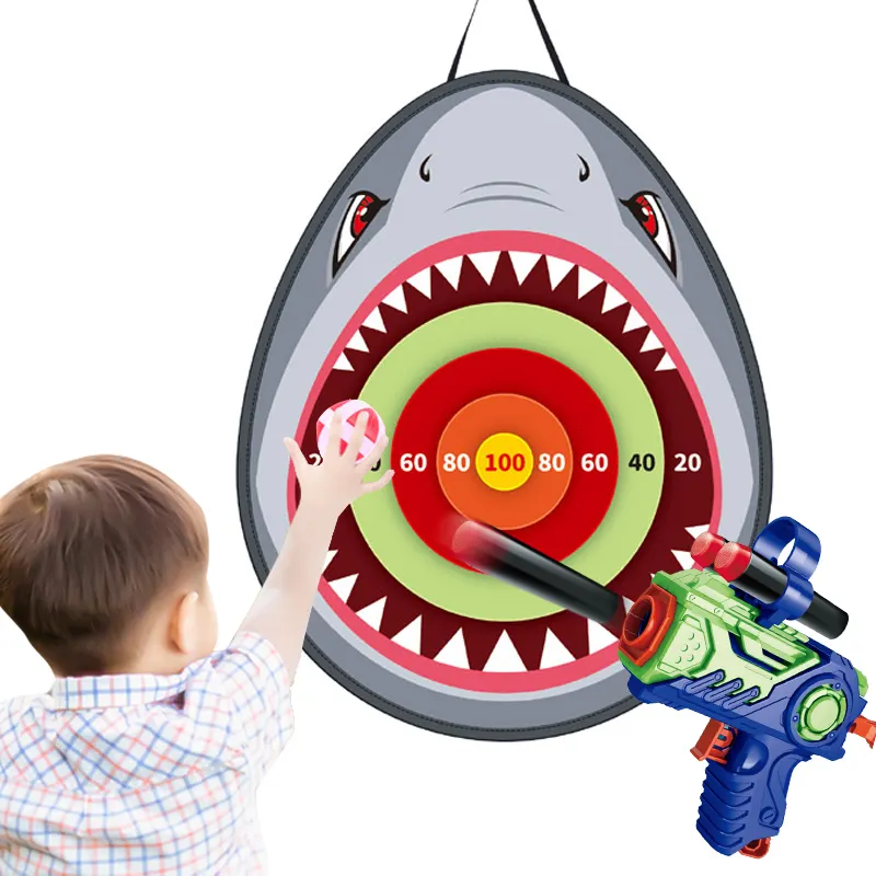 Jeu de fléchettes de requin avec pistolet pour enfants, jouet de sport à balle collante