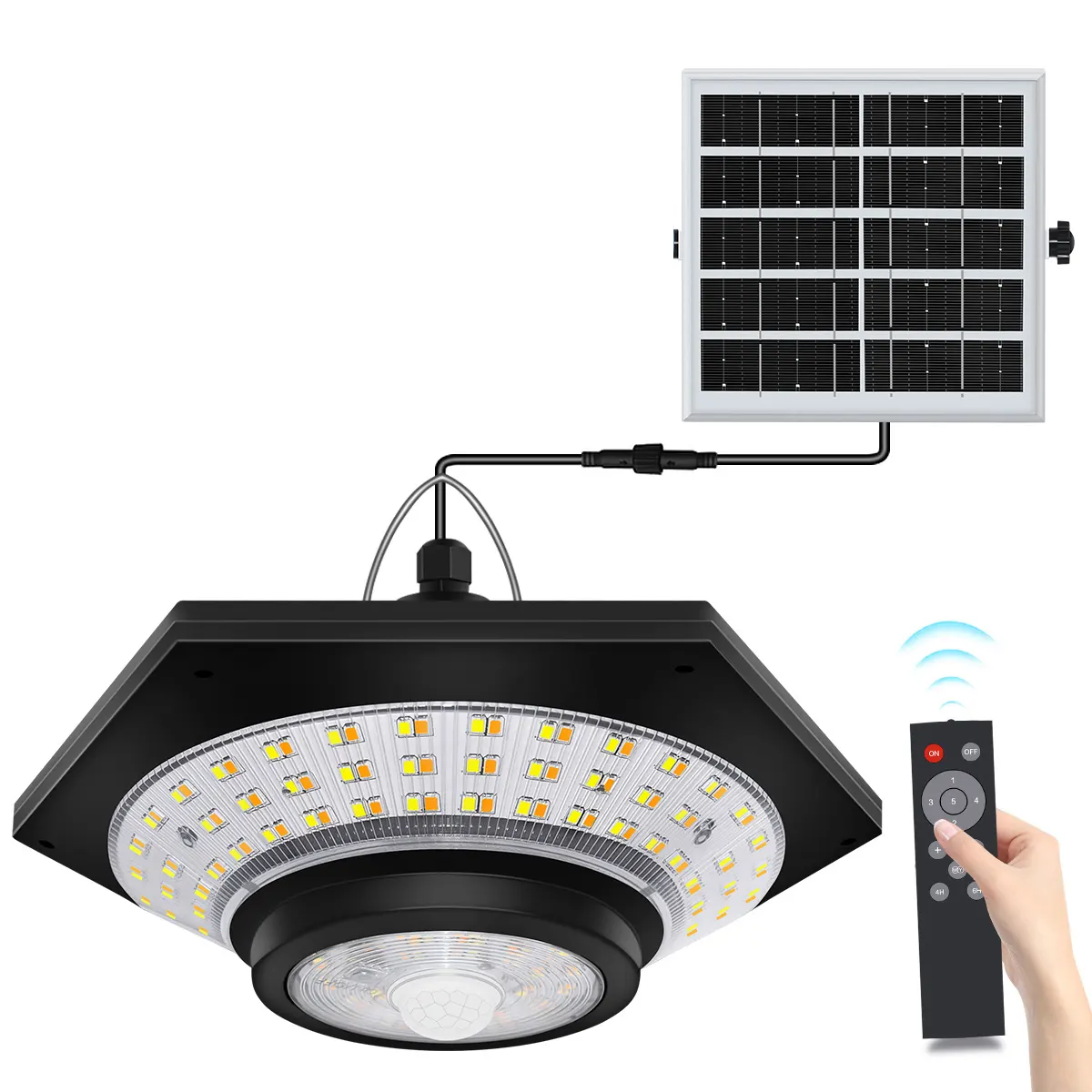 La più recente lampada a sospensione solare per interni da esterno 228LED Hanging Solar Shed Light Motion Sensor 3 modalità di illuminazione con telecomando