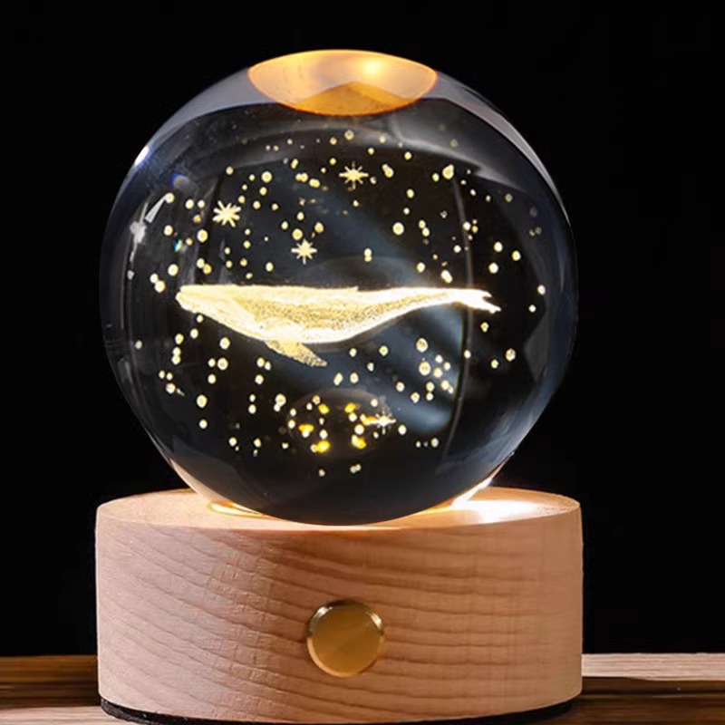 whale 6cm crystal ball-touch luminous lamp
