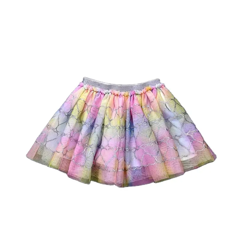 Bán Buôn Bé Cô Gái Sequined Tim Cầu Vồng Ngắn Váy Kids Mini Váy Váy Cotton Trẻ Em Quần Áo Trẻ Em Tutu Váy