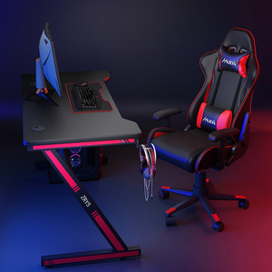 Escritorio de juego electrónico multifuncional, mesa de ordenador mate, pata Z con lámpara, venta al por mayor de fábrica