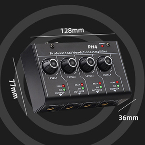 AMPLIFICADOR DE AURICULARES de 4 canales, salida estéreo para teléfono inteligente, conexión de ordenador, 3,5mm y 6,5mm - Product Image 5
