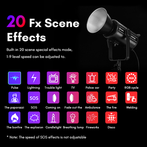 Tolifo X-180RGB 180W 2700-6500K RGB <strong>Continuous</strong> <strong>Output</strong> Led Video Light APP <strong>Control</strong> 20FX Effect COB Photography Studio Light - Product Image 3