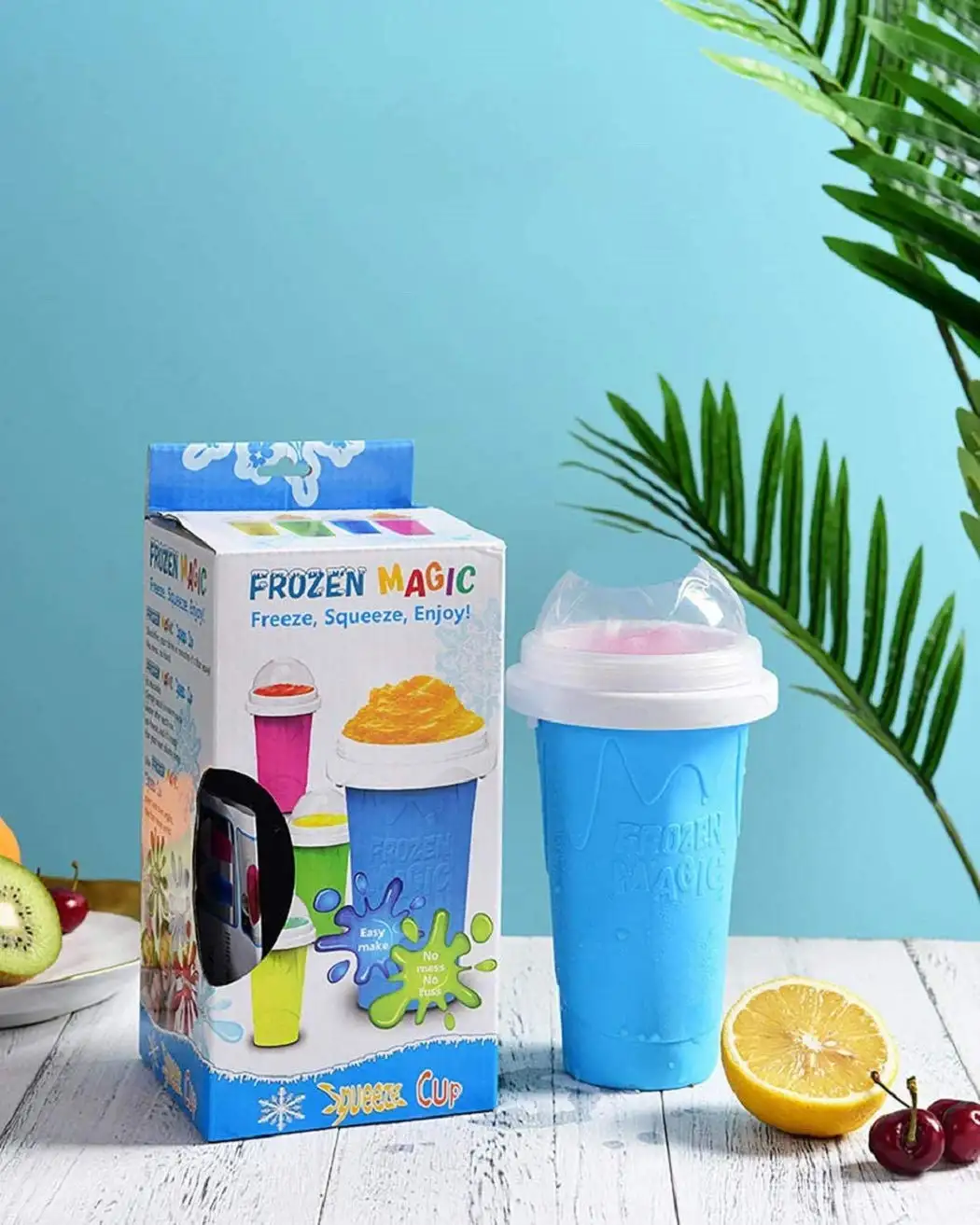 Eis Creme Gadgets 2022 innovativo vendita calda gelato tazze per frullato in Silicone con coperchio e cannuccia Slushy Cup Maker