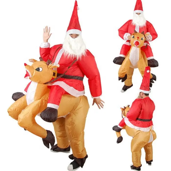 Weihnachts mann Kostüm für Männer Red Piggy back Riding Lustige Weihnachts mann Kostüm Weihnachts mann Kostüm für Erwachsene