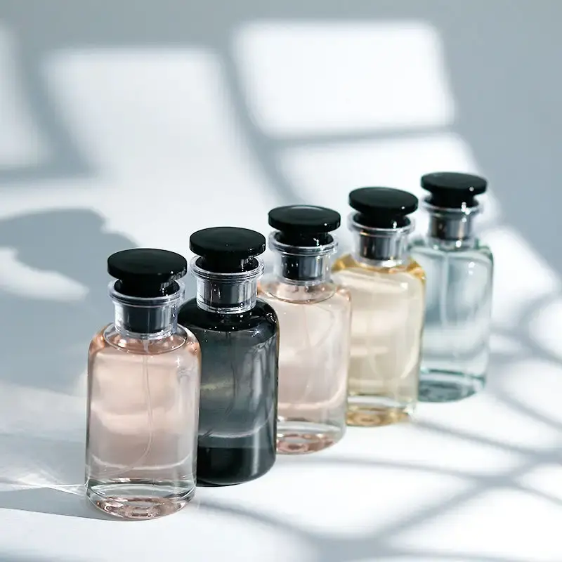 Botella de Perfume de cristal con pulverizador de bomba, botella de Perfume de lujo, redonda, vacía, 30Ml, 50Ml, 100Ml