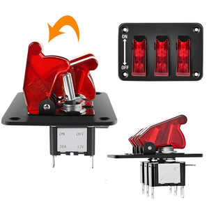 3 Gang geçiş anahtarı 12V Rocker anahtarı paneli ile LED ışık ve kapak kapak ağır ON/Off anahtarı plaka 3 Pin SPST - Product Image 2