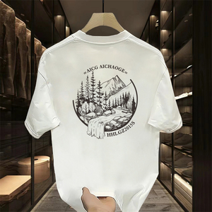 Boy erkek lüks yüksek kaliteli saf pamuk toptan 200g desenli kısa kollu T-shirt üzerinde özel logo baskılı