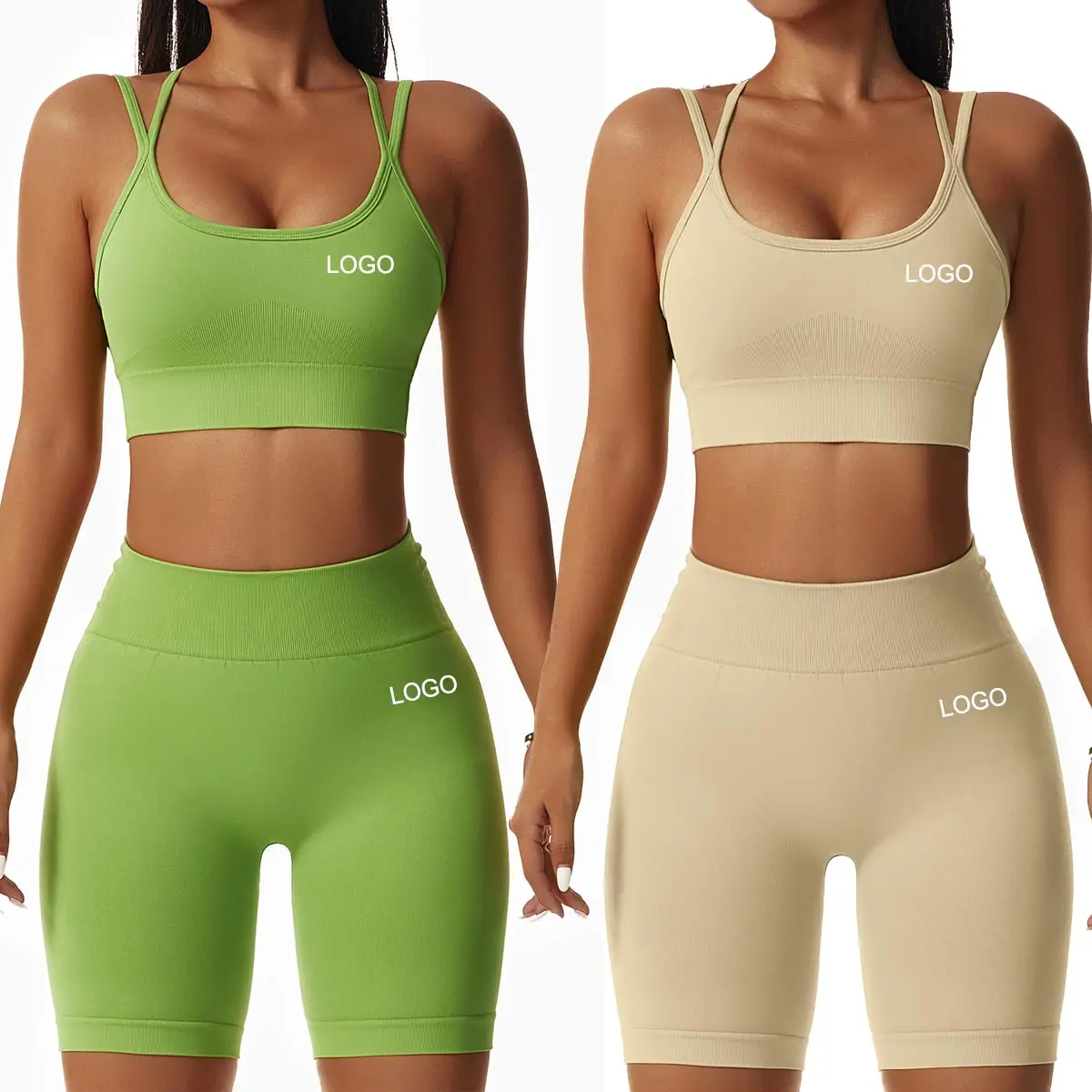 Benutzer definierte hochwertige Ropa Deportiva Mujer Plain Sportswear Nahtlose Fitness Yoga Short Sets 2022 Frauen Roupa de Academia Feminina