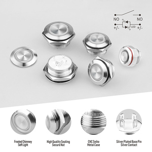 LANBOO 12-22QC 12 16 19 22MM Mini breve tatto impermeabile momentaneo metallo Ultra-sottile interruttore a pulsante con indicatore luminoso a LED - Product Image 3
