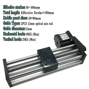 Synchronous Pulley Linear <strong>Rail</strong> <strong>Kit</strong> Sliding Table Module <strong>Slide</strong> Stage 50-400mm Stroke 1.2-3Nm Side NEMA 23 Stepper Motor Driver - Product Image 2