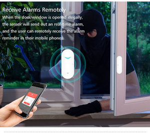 Tuya WiFi Smart Tür-und Fenster öffnungs sensor Magnetischer Bewegungs melder für die Sicherheit zu Hause mit App-Steuerung aus strap azier fähigem Kunststoff - Product Image 4