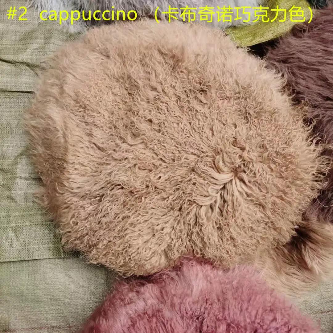 Großhandel liefern runde mongolische Lammfell Teppich benutzer definierte Größe lockige Schafspelz Teppiche für Kinder fotografie