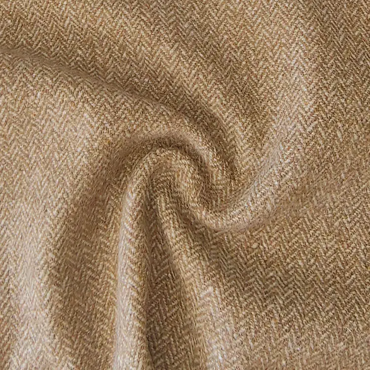 Tela de lana de espiga de diseño de China 30% Lana 70% Otra tela de Tweed para abrigo de invierno
