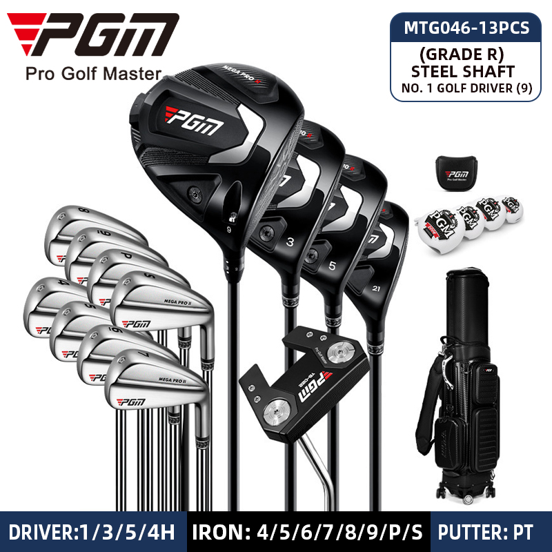 MTG046 Driver 9 R manche en acier 13 pièces + sac de golf Noir