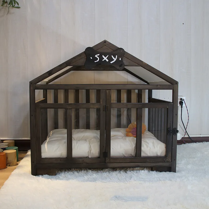 High Quality Portable Luxury Wood Dog Crate Pet Dog Kennel Wooden Animal Cage with Door