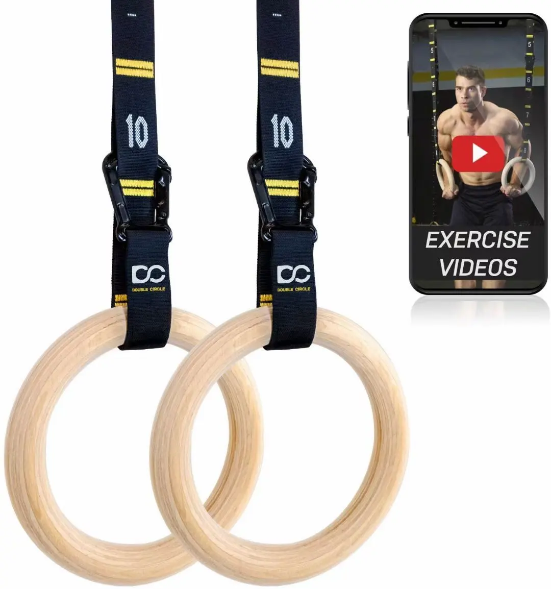 Home Gym Training Athletic Dip Rings regolabili lunghe fibbie cinghie allenamento Pull up anelli ginnici in legno