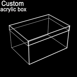 Caja acrílica personalizada vitrina de acrílico transparente caja de 5 lados con tapa/tapa deslizante o base de plexiglás caja acrílica cubo para alimentos rosa - Product Image 6