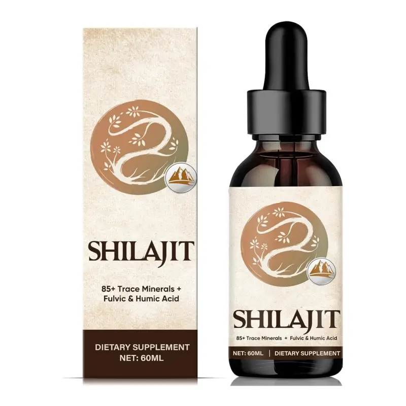 Nuevos productos Shilajit aceite de gota líquida de resina pura natural Shilajit contiene más de 85 minerales traza y vitamina C Magnesio zinc