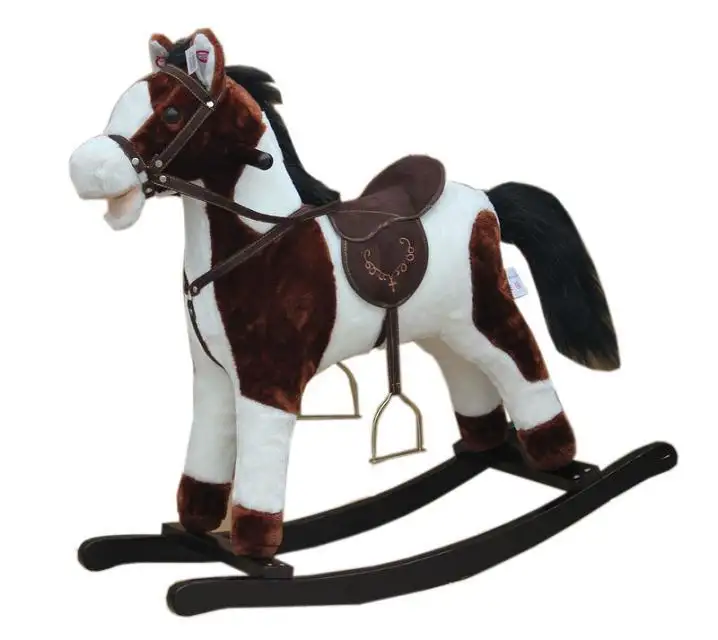 Ingrosso vendita calda cavallo a dondolo di legno decorativo/peluche cavallo a grandezza naturale