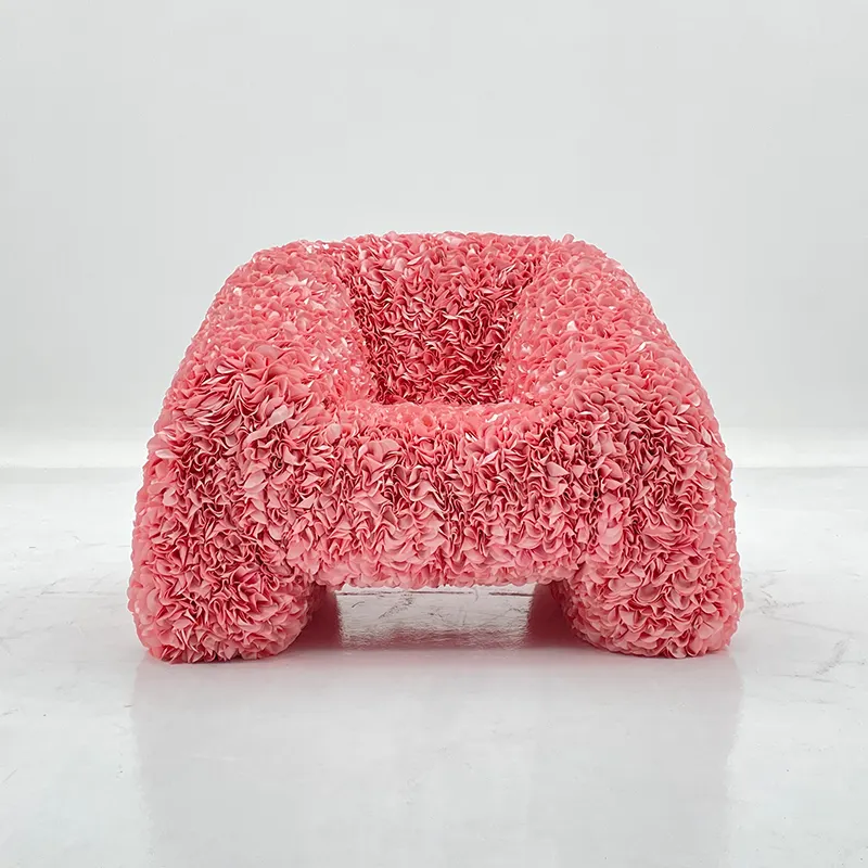 Modern yaratıcı tasarım pembe petal tek koltuk oturma odası otel villa ahşap çerçeve kumaş döşemeli accent kanepe