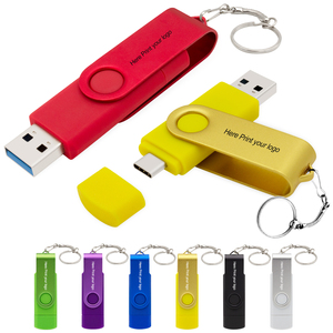 Yüksek hızlı 2 in 1 Usb Disk sopa OTG Metal döner Usb Flash sürücü özel 1/2/4/8/16/32/64GB Memoria depolama çift kullanımlı Pendrive - Product Image 1
