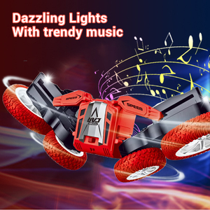 2.4Ghz 4 Channel RC Stunt Car with Lights 4WD Spins and Performs Twist in Action One-Key Demo Remote <strong>Control</strong> for Outdoor Fun