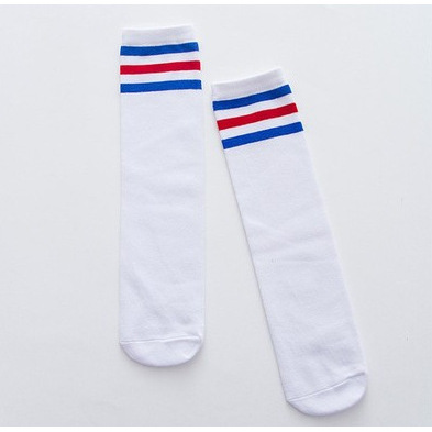 White background with red and blue stripes