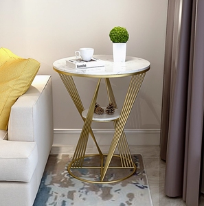 Juego de mesa auxiliar de mármol blanco moderno Base de hierro dorado Mesas de centro laterales de madera movibles anidadas con espejo para muebles para el hogar - Product Image 4