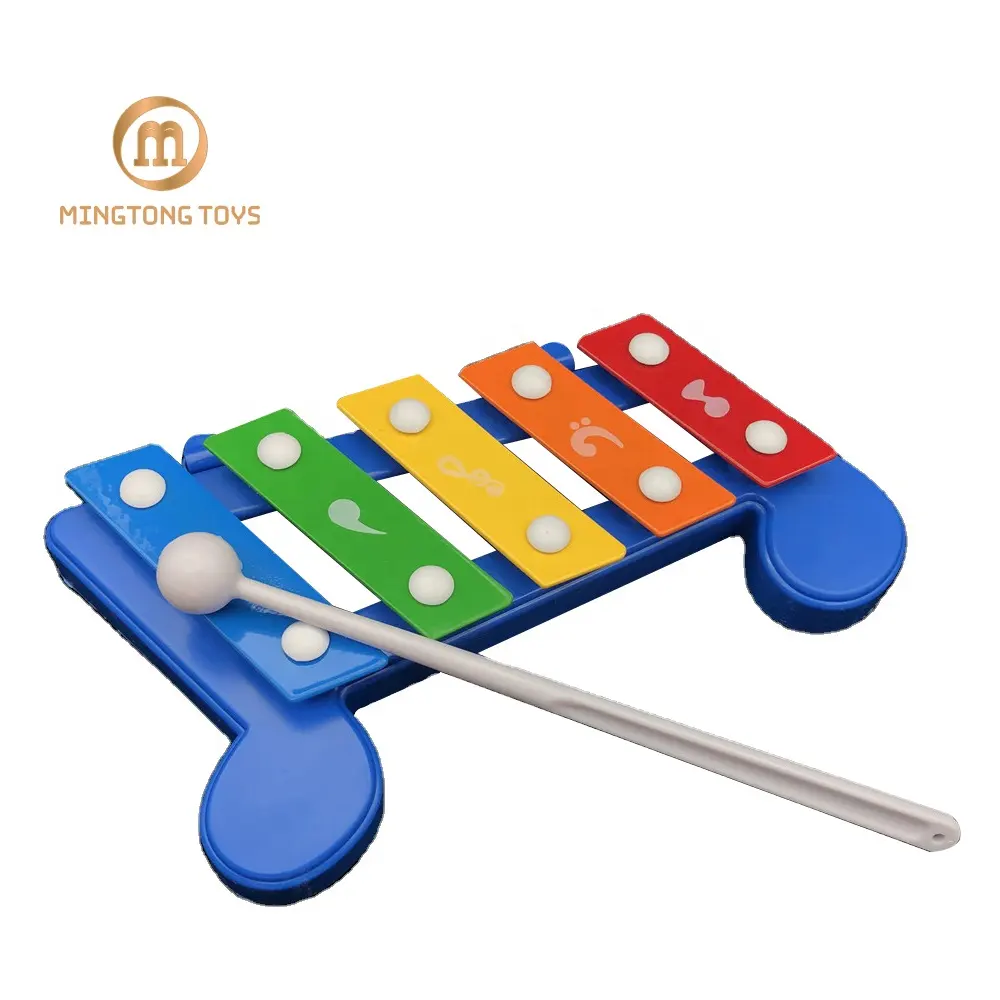 I bambini di plastica educativo musicale piccolo cartone animato bussare giocattoli pianoforte xilofono per bambini con 5 note