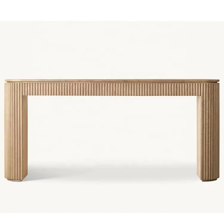 Sofá de madera maciza de roble de estilo minimalista francés de alta calidad, mesa de consola, mesa de porche