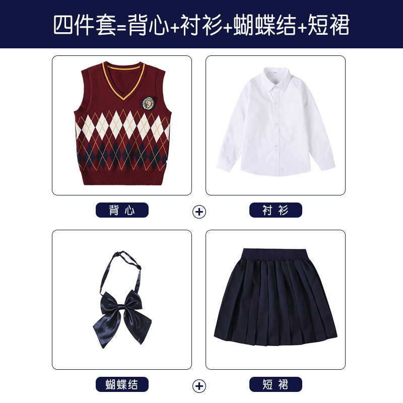 Ensemble quatre pièces rouge et blanc pour filles