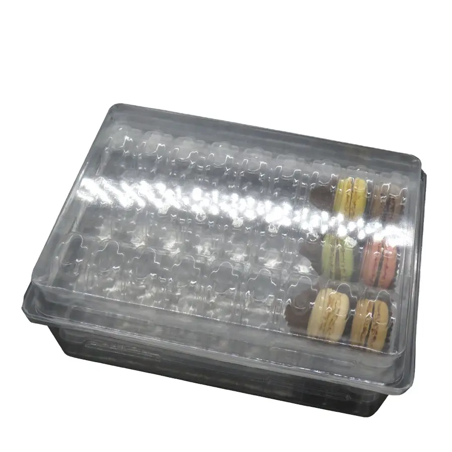 Personalizado de plástico transparente para mascotas macarons caja de embalaje macarrones Paquete de embalaje de ampolla bandeja