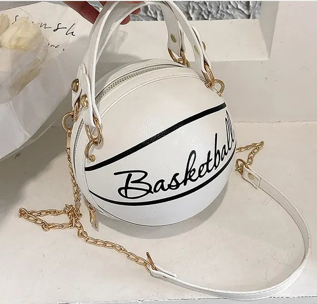 卸売ファッションかわいいリトルボールラウンドサッカーミニチェーンレディショルダーハンドバッグ女性バスケットボール財布バッグ