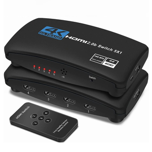 Justlink 5X1 Conmutador HDMI 5 puertos HDMI2.0b Conmutador 4K 60Hz 5 en 1 Selector de salida HDCP2.2 Soporte 18Gbps HDR10 con control remoto - Product Image 1