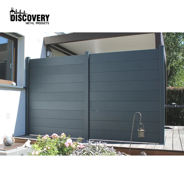 Hoge Kwaliteit Zwart Aluminium Lat 8 Ft Privacy Hek Met S70 Hekwerk Palen Voor Tuindecoratie Privancy Hek Panelen