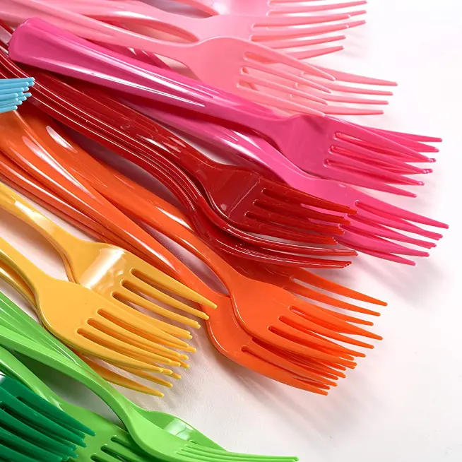 الملونة المتاح شوكة بلاستيكية بألوان مختلفة للحزب ونزهة